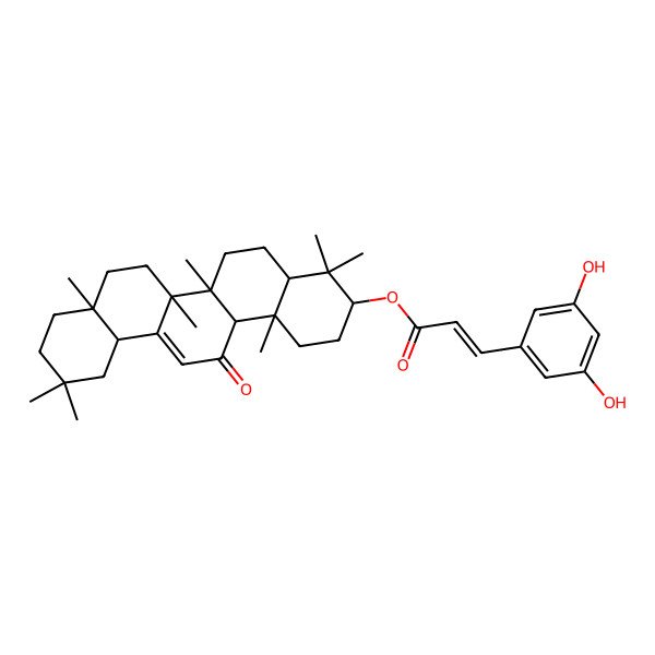 2D Structure of [(3S,4aR,6aR,6bS,8aR,12aR,14aR,14bS)-4,4,6a,6b,8a,11,11,14b-octamethyl-14-oxo-2,3,4a,5,6,7,8,9,10,12,12a,14a-dodecahydro-1H-picen-3-yl] (E)-3-(3,5-dihydroxyphenyl)prop-2-enoate