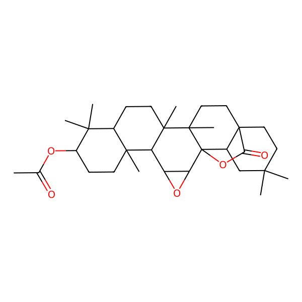 2D Structure of 3beta-Acetoxy-11alpha,12alpha-epoxyoleanan-28,13beta-olide