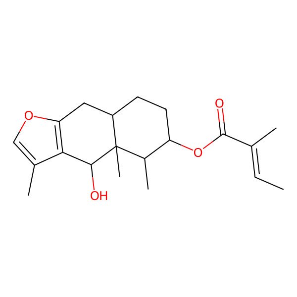 2D Structure of [(4S,4aS,5R,6S,8aR)-4-hydroxy-3,4a,5-trimethyl-5,6,7,8,8a,9-hexahydro-4H-benzo[f][1]benzofuran-6-yl] (Z)-2-methylbut-2-enoate