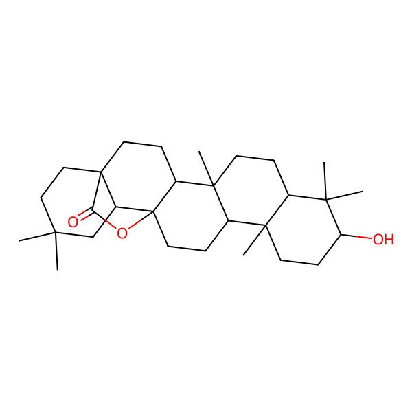 2D Structure of (1R,4S,5R,8R,10S,13R,14R,17R,18R)-10-hydroxy-5,9,9,13,20,20-hexamethyl-24-oxahexacyclo[15.5.2.01,18.04,17.05,14.08,13]tetracosan-23-one