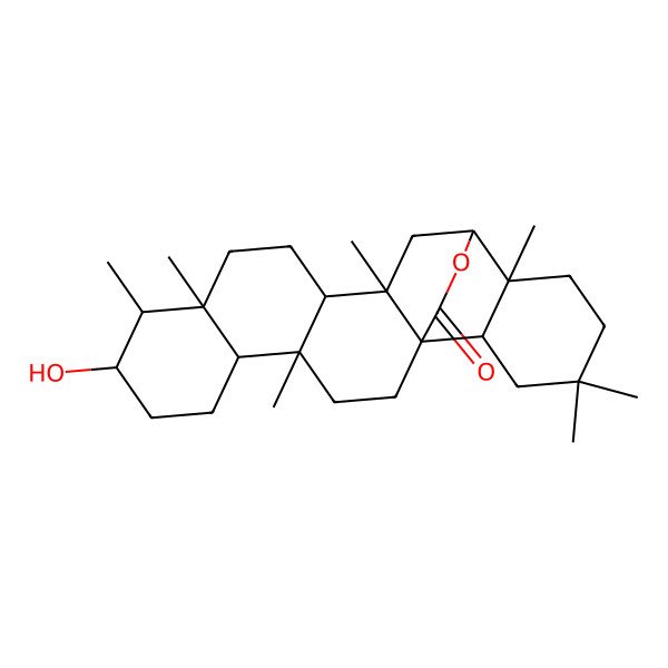 2D Structure of 3beta,16alpha-Dihydroxy-D:A-friedoolean-27-oic acid 27,16-lactone