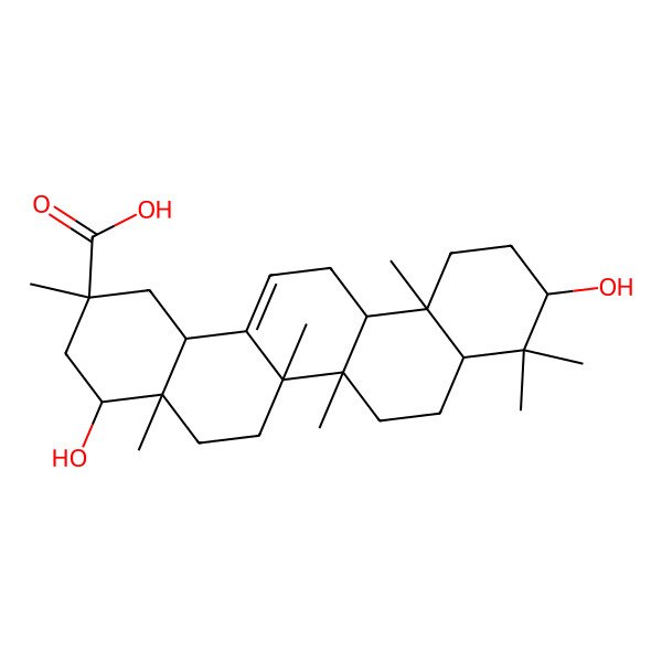 2D Structure of 3beta,22beta-Dihydroxyolean-12-en-29-oic acid