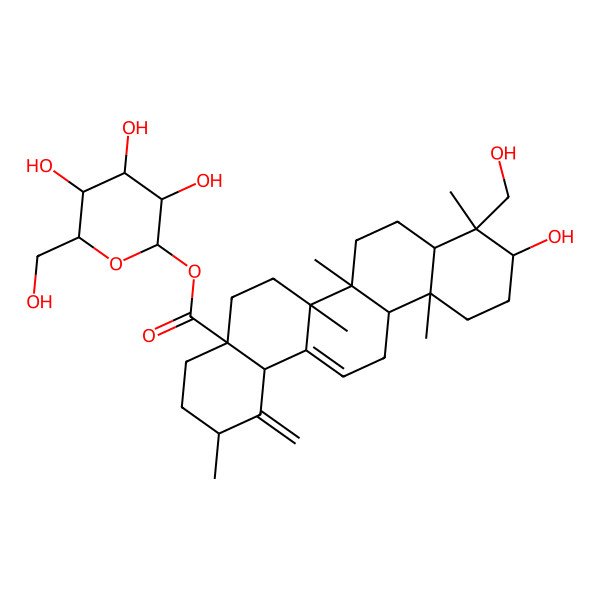 2D Structure of 3beta,23-Dihydroxyurs-12,19(29)-diene-28-oic acid beta-D-glucopyranosyl ester