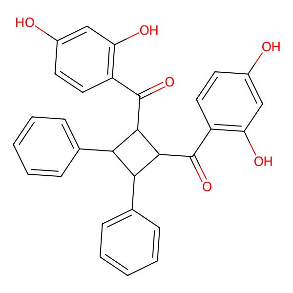 2D Structure of (3beta,4alpha-Diphenylcyclobutane-1beta,2alpha-diyl)bis[(2,4-dihydroxyphenyl)methanone]