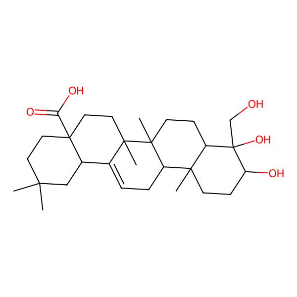 2D Structure of 3beta,4beta,23-Trihydroxy-24-nor-olean-12-en-28-oic acid