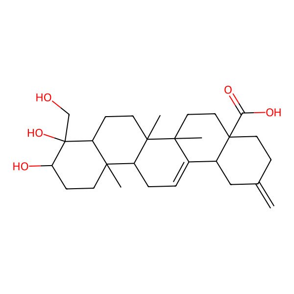 2D Structure of 3beta,4beta,23-Trihydroxy-24,30-dinor-olean-12,20(29)-dien-28-oic acid