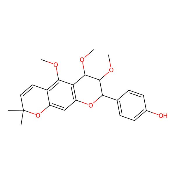 2D Structure of 3beta,4beta,5-Trimethoxy-4'-hydroxy-(6:7)-2,2-dimethylpyranoflavan