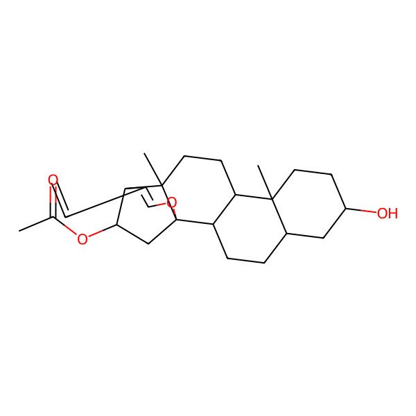 2D Structure of (3beta,5beta,14beta,16beta,20Z)-16-Acetoxy-14,21-epoxy-24-norcholane-20,22-diene-3-ol