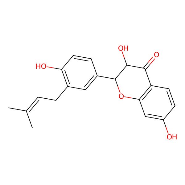 2D Structure of 3beta,7-Dihydroxy-2alpha-(4-hydroxy-3-prenylphenyl)-2,3-dihydro-4H-1-benzopyran-4-one