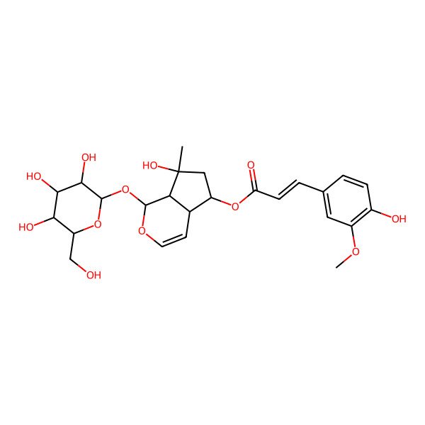 2D Structure of [(1S,4aR,7S,7aS)-7-hydroxy-7-methyl-1-[(2S,3R,4S,5S,6R)-3,4,5-trihydroxy-6-(hydroxymethyl)oxan-2-yl]oxy-4a,5,6,7a-tetrahydro-1H-cyclopenta[c]pyran-5-yl] (Z)-3-(4-hydroxy-3-methoxyphenyl)prop-2-enoate