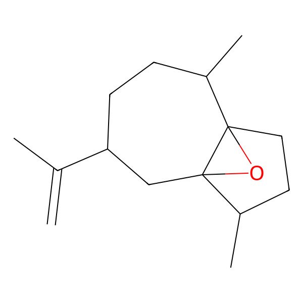 2D Structure of 1H,4H-3a,8a-Epoxyazulene, hexahydro-1,4-dimethyl-7-(1-methylethenyl)-, [1S-(1I+/-,3aI(2),4I+/-,7I+/-,8aI(2))]-