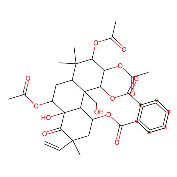 2D Structure of [(2R,4R,4bS,5R,6S,7S,10R,10aR)-6,7,10-triacetyloxy-5-benzoyloxy-2-ethenyl-10a-hydroxy-4b-(hydroxymethyl)-2,8,8-trimethyl-1-oxo-4,4a,5,6,7,8a,9,10-octahydro-3H-phenanthren-4-yl] benzoate