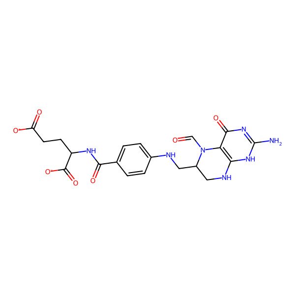 2D Structure of (2S)-2-[[4-[[(6S)-2-amino-5-formyl-4-oxo-1,6,7,8-tetrahydropteridin-6-yl]methylamino]benzoyl]amino]pentanedioate