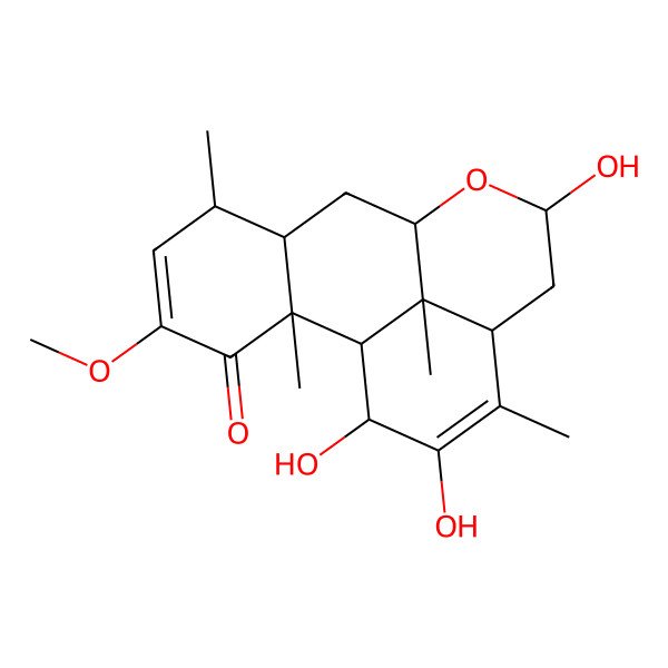 2D Structure of (2S,9R,11S,13R,17S)-11,15,16-trihydroxy-4-methoxy-2,6,14,17-tetramethyl-10-oxatetracyclo[7.7.1.02,7.013,17]heptadeca-4,14-dien-3-one