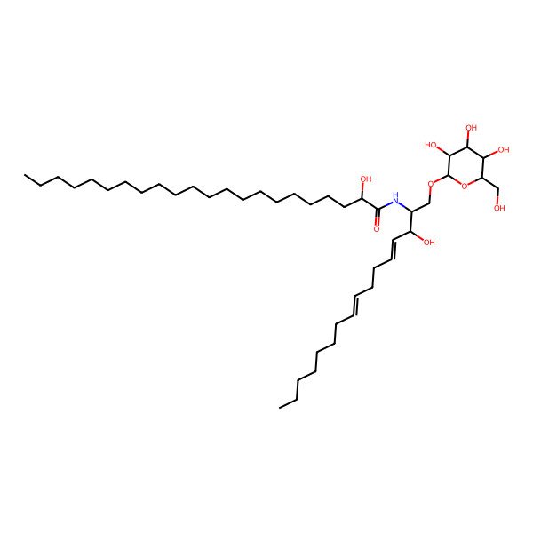 2D Structure of (2R)-2-hydroxy-N-[(2S,3R,4E,8E)-3-hydroxy-1-[(2R,3R,4S,5S,6R)-3,4,5-trihydroxy-6-(hydroxymethyl)oxan-2-yl]oxyhexadeca-4,8-dien-2-yl]docosanamide