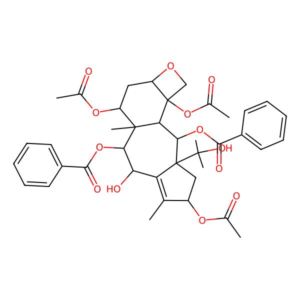 2D Structure of [(1R,2S,3S,5S,8R,9R,10S,11S,13R,16S)-5,11,16-triacetyloxy-2-benzoyloxy-8-hydroxy-3-(2-hydroxypropan-2-yl)-6,10-dimethyl-14-oxatetracyclo[8.6.0.03,7.013,16]hexadec-6-en-9-yl] benzoate