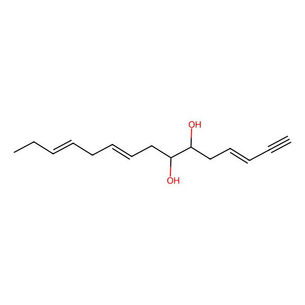 2D Structure of (3E,6R,7S,9Z,12E)-pentadeca-3,9,12-trien-1-yne-6,7-diol