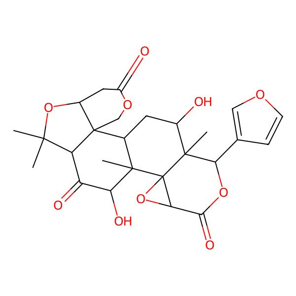 2D Structure of (10S,12R,13S,14S,16S)-19-(furan-3-yl)-12,21-dihydroxy-9,9,13,20-tetramethyl-4,8,15,18-tetraoxahexacyclo[11.9.0.02,7.02,10.014,16.014,20]docosane-5,11,17-trione