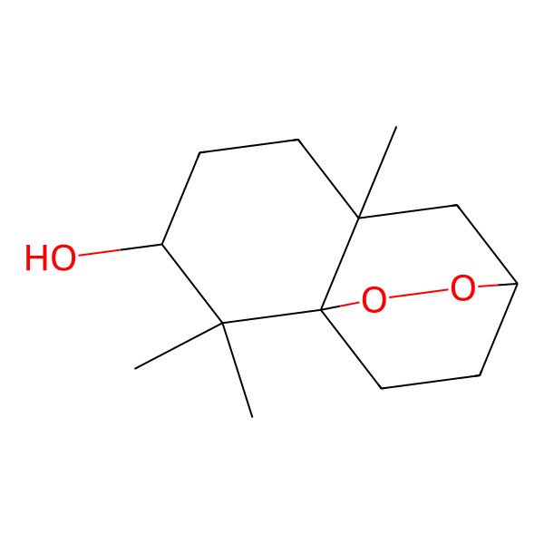 2D Structure of 3H-3,8a-Ethano-1,2-benzodioxin-7-ol, hexahydro-4a,8,8-trimethyl- 2D Structure of 3H-3,8a-Ethano-1,2-benzodioxin-7-ol, hexahydro-4a,8,8-trimethyl-