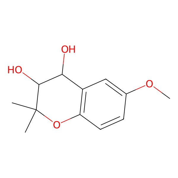 2D Structure of (3R)-2,2-Dimethyl-6-methoxychroman-3alpha,4beta-diol 2D Structure of (3R)-2,2-Dimethyl-6-methoxychroman-3alpha,4beta-diol