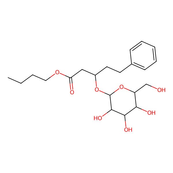 2D Structure of (3R)-3-(beta-D-Glucopyranosyloxy)-5-phenylpentanoic acid butyl ester