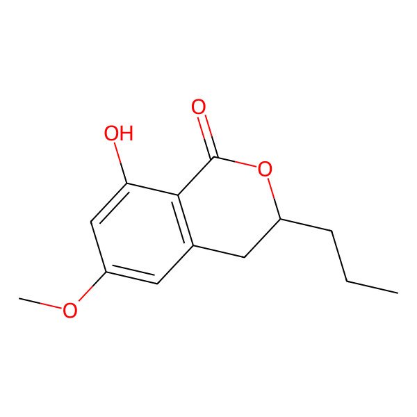 2D Structure of (3R)-3-Propyl-6-methoxy-8-hydroxy-3,4-dihydro-1H-2-benzopyran-1-one