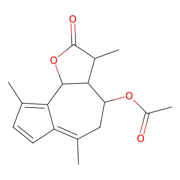 2D Structure of (3R)-3abeta,4,5,9balpha-Tetrahydro-4beta-acetoxy-3alpha,6,9-trimethylazuleno[4,5-b]furan-2(3H)-one