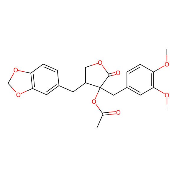 2D Structure of (3R)-3alpha-Acetoxy-3-(3,4-dimethoxybenzyl)-4beta-[3,4-(methylenedioxy)benzyl]dihydrofuran-2(3H)-one