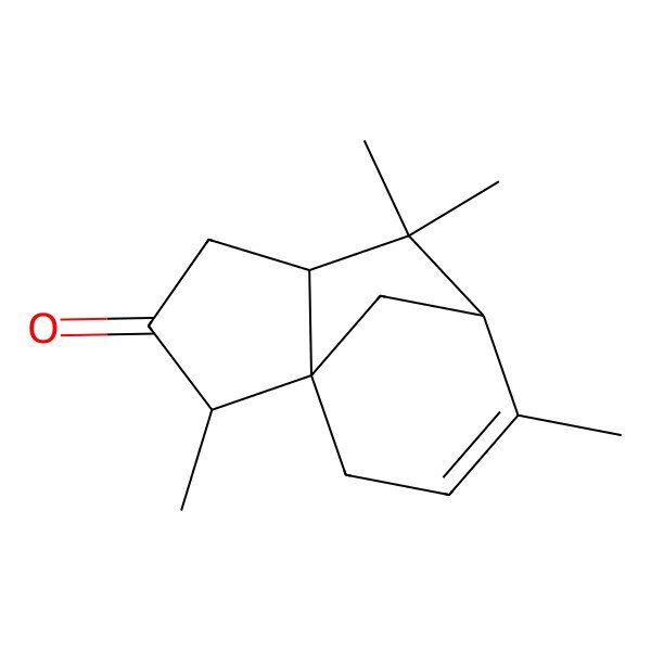 2D Structure of (3R)-3alpha,6,8,8-Tetramethyl-2,3,4,7,8,8abeta-hexahydro-3aalpha,7alpha-methanoazulene-2(1H)-one