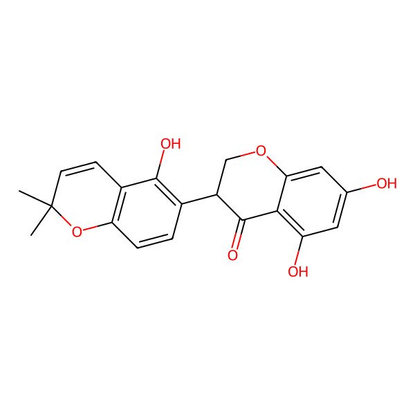 2D Structure of (3R)-5,7-dihydroxy-3-(5-hydroxy-2,2-dimethylchromen-6-yl)-2,3-dihydrochromen-4-one 2D Structure of (3R)-5,7-dihydroxy-3-(5-hydroxy-2,2-dimethylchromen-6-yl)-2,3-dihydrochromen-4-one