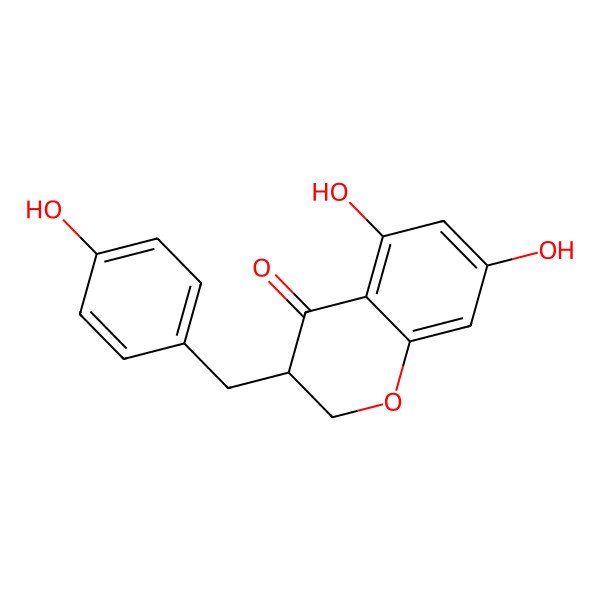2D Structure of (3R)-5,7-dihydroxy-3-[(4-hydroxyphenyl)methyl]-2,3-dihydrochromen-4-one