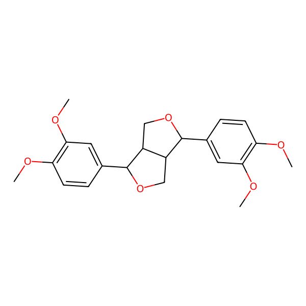 2D Structure of (3R,3aS,6R,6aS)-3,6-bis(3,4-dimethoxyphenyl)-1,3,3a,4,6,6a-hexahydrofuro[3,4-c]furan