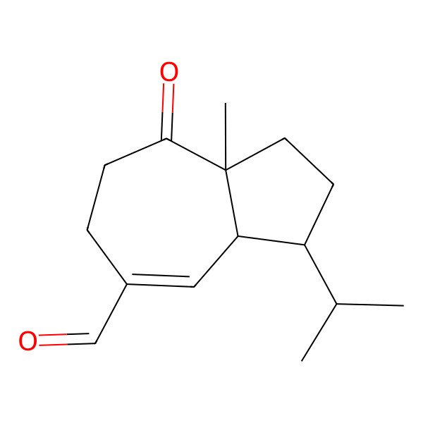 2D Structure of (3R,3aS,8aS)-8a-methyl-8-oxo-3-propan-2-yl-1,2,3,3a,6,7-hexahydroazulene-5-carbaldehyde 2D Structure of (3R,3aS,8aS)-8a-methyl-8-oxo-3-propan-2-yl-1,2,3,3a,6,7-hexahydroazulene-5-carbaldehyde