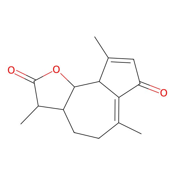 2D Structure of (3R,3aS,9aS,9bS)-3,6,9-trimethyl-3,3a,4,5,9a,9b-hexahydroazuleno[4,5-b]furan-2,7-dione