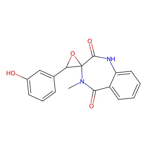 2D Structure of (3R,3'R)-3'-(3-hydroxyphenyl)-4-methylspiro[1H-1,4-benzodiazepine-3,2'-oxirane]-2,5-dione