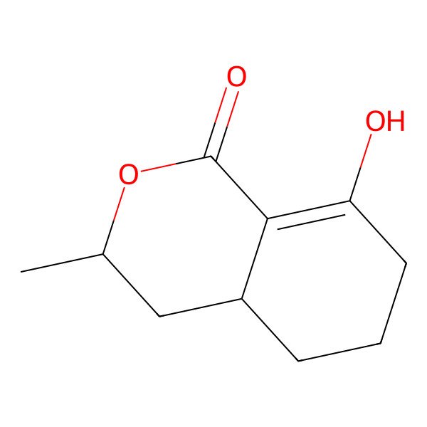 2D Structure of (3R,4aR)-8-hydroxy-3-methyl-3,4,4a,5,6,7-hexahydroisochromen-1-one
