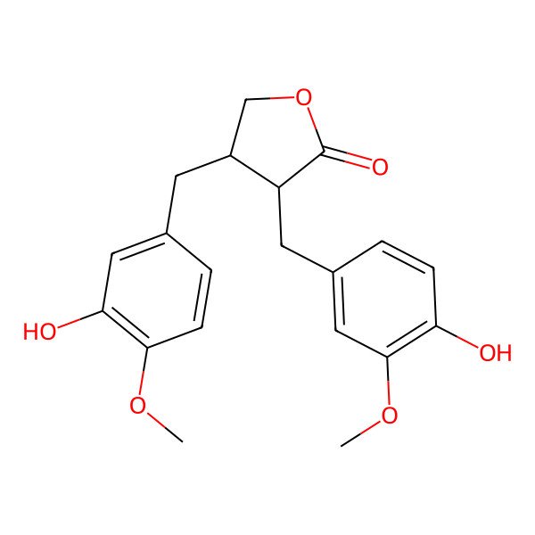 2D Structure of (3R,4R)-3-(3-Methoxy-4-hydroxybenzyl)-4-(3-hydroxy-4-methoxybenzyl)tetrahydrofuran-2-one