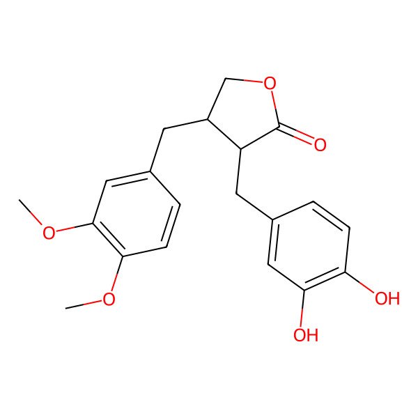 2D Structure of (3R,4R)-3-[(3,4-dihydroxyphenyl)methyl]-4-[(3,4-dimethoxyphenyl)methyl]oxolan-2-one