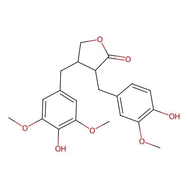 2D Structure of (3R,4R)-3-(4-Hydroxy-3-methoxy-benzyl)-4-(4-hydroxy-3,5-dimethoxybenzyl)dihydrofuran-2(3H)-one