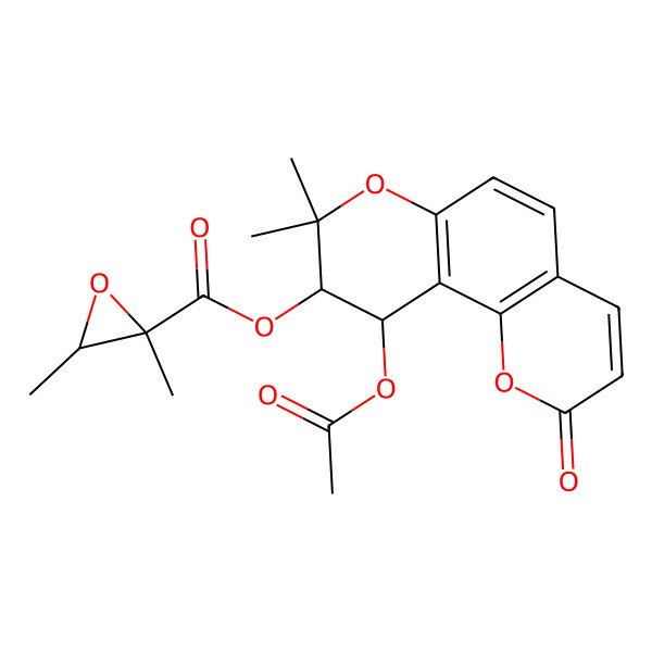 2D Structure of (3'R,4'R)-3'-Epoxyangeloyloxy-4'-acetoxy-3',4'-dihydroseselin