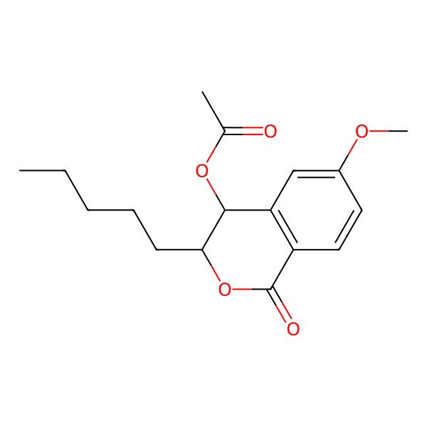 2D Structure of (3R,4R)-(-)-6-methoxy-1-oxo-3-n-pentyl-3,4-dihydro-1H-isochromen-4-yl-acetate
