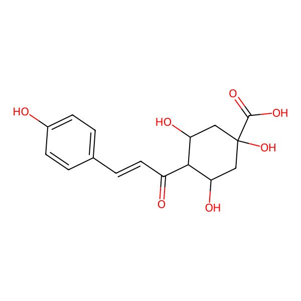 2D Structure of (3R,5R)-1,3,5-trihydroxy-4-[(E)-3-(4-hydroxyphenyl)prop-2-enoyl]cyclohexane-1-carboxylic acid