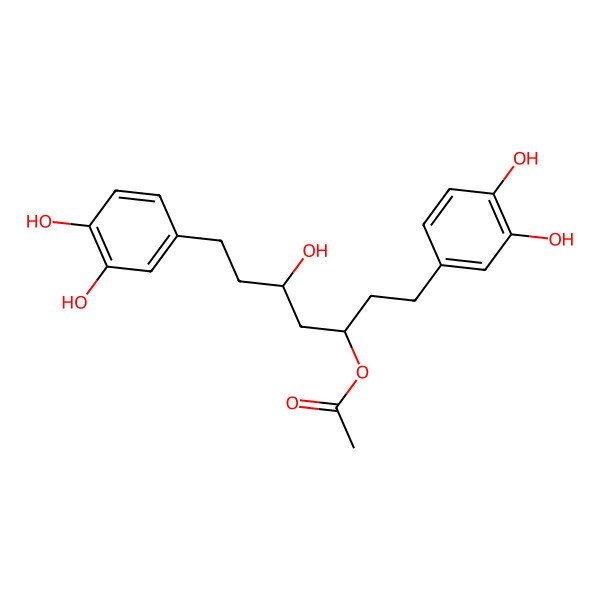 2D Structure of (3R,5R)-1,7-Bis(3,4-dihydroxyphenyl)-5-hydroxyheptan-3-ylacetate 2D Structure of (3R,5R)-1,7-Bis(3,4-dihydroxyphenyl)-5-hydroxyheptan-3-ylacetate