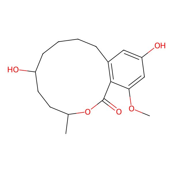2D Structure of (4R,7S)-7,14-dihydroxy-16-methoxy-4-methyl-3-oxabicyclo[10.4.0]hexadeca-1(12),13,15-trien-2-one