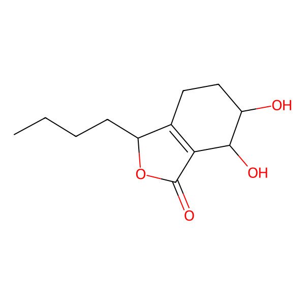 2D Structure of (3R,6S,7S)-3-Butyl-6,7-dihydroxy-4,5,6,7-tetrahydroisobenzofuran-1(3H)-one 2D Structure of (3R,6S,7S)-3-Butyl-6,7-dihydroxy-4,5,6,7-tetrahydroisobenzofuran-1(3H)-one