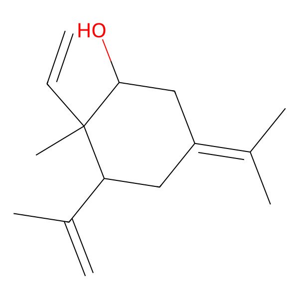 2D Structure of (3S)-2-ethenyl-2-methyl-5-propan-2-ylidene-3-prop-1-en-2-ylcyclohexan-1-ol