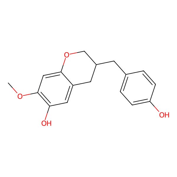 2D Structure of (3S)-3-[(4-hydroxyphenyl)methyl]-7-methoxy-3,4-dihydro-2H-chromen-6-ol