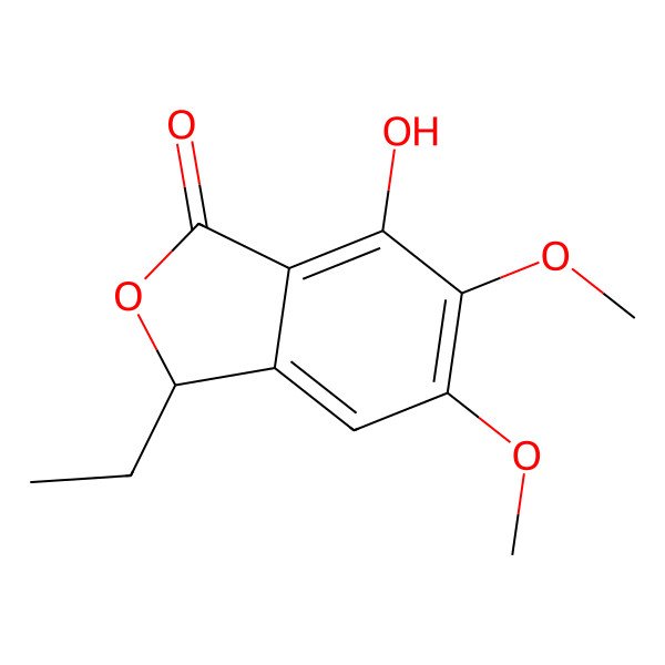 2D Structure of (3S)-3-Ethyl-5,6-dimethoxy-7-hydroxyisobenzofuran-1(3H)-one 2D Structure of (3S)-3-Ethyl-5,6-dimethoxy-7-hydroxyisobenzofuran-1(3H)-one