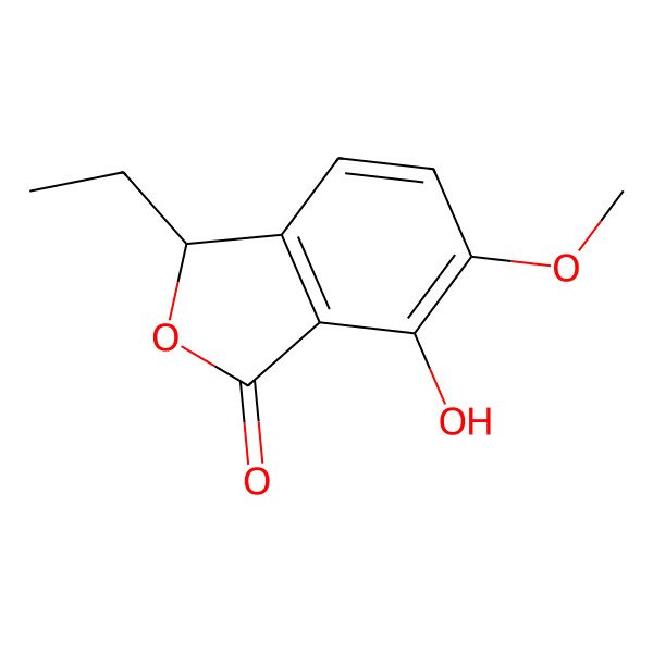 2D Structure of (S)-3-Ethyl-7-hydroxy-6-methoxyphthalide 2D Structure of (S)-3-Ethyl-7-hydroxy-6-methoxyphthalide