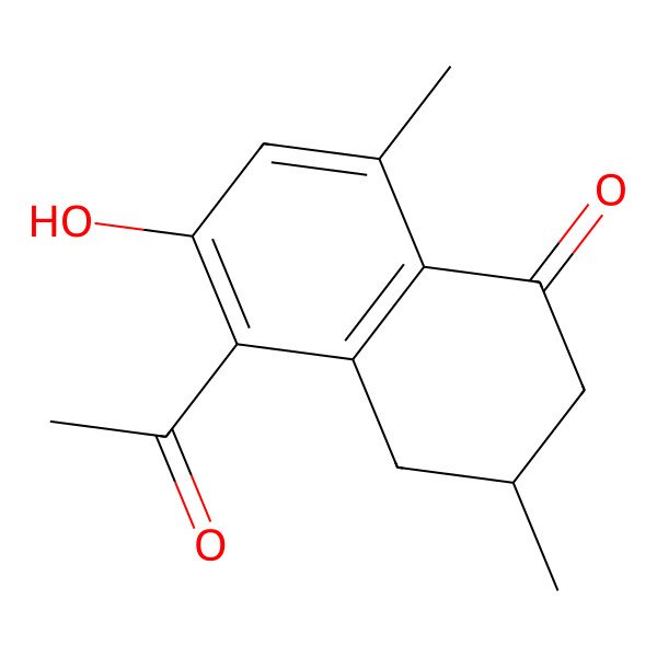 2D Structure of (3S)-5-acetyl-6-hydroxy-3,8-dimethyl-3,4-dihydro-2H-naphthalen-1-one